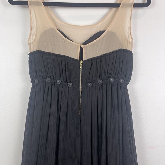 3.1 Phillip Lim Womens Silk Dress Size 0 Black Cream Embellished Flowy Cocktail - Picture 9 of 14